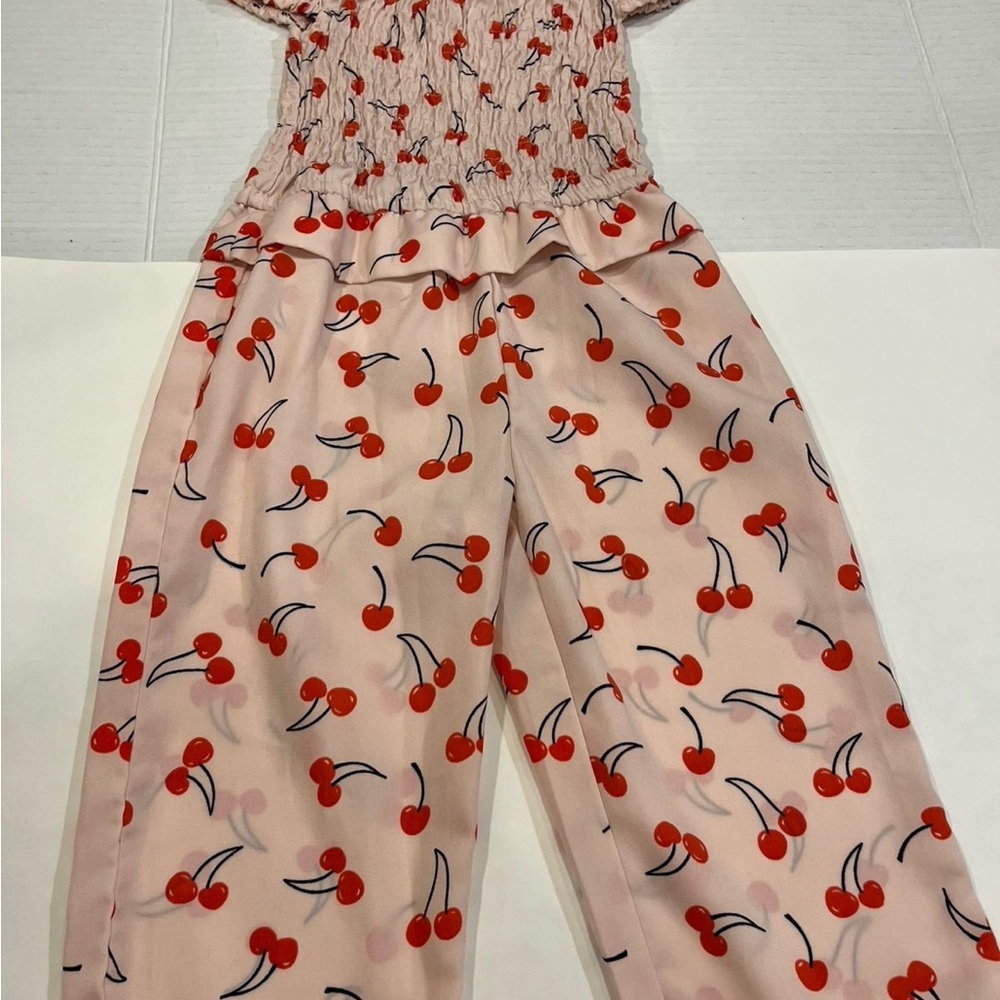 Cherry Print Pink Jumpsuit